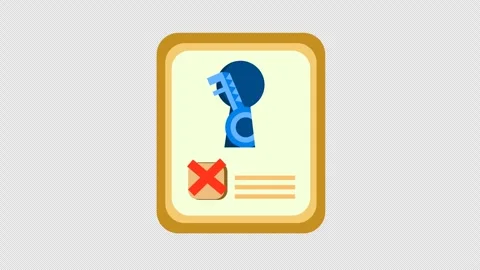 Wrong checkmark on Secure document icon animation. Data security check. Stock Footage 291690669