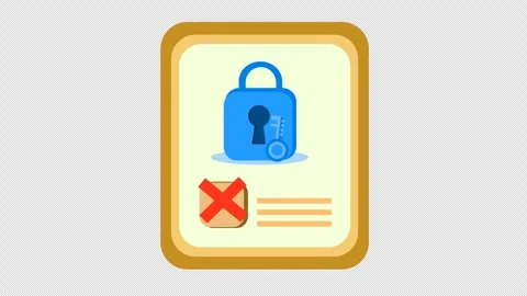 Wrong checkmark on Secure document icon animation. Data security check. Stock Footage 291690981