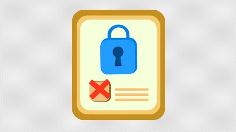 Wrong checkmark on Secure document icon animation. Data security check. Stock Footage 291691058