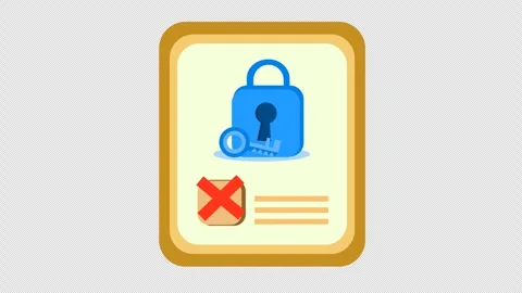 Wrong checkmark on Secure document icon animation. Data security check. Stock Footage 291691059