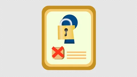 Wrong checkmark on Secure document icon animation. Data security check. Stock Footage 291692965