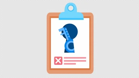 Wrong checkmark on Secure document icon animation. Data security check. Stock Footage 291693027