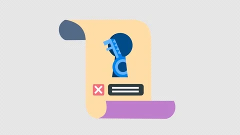 Wrong checkmark on Secure document icon animation. Data security check. Stock Footage 291693042