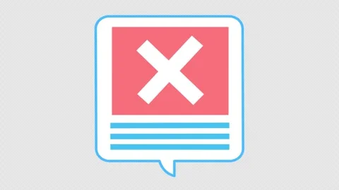 Wrong checkmark on speech bubble icon in cartoon animation. Error task symbol. Stock Footage 306245070