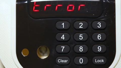Wrong code entered to safe box and word Error written on display Stock Footage 94846170