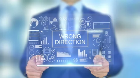 Wrong Direction, Businessman with Hologram Concept Stock Footage 167286459