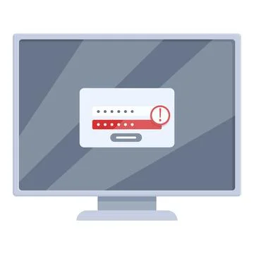 Wrong entry to computer icon cartoon vector. Safety message Illustrazione stock