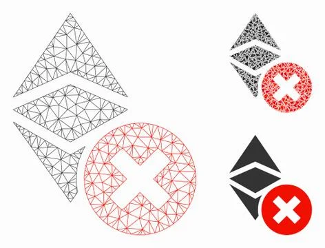 Wrong Ethereum Classic Vector Mesh 2D Model and Triangle Mosaic Icon Stock Illustration