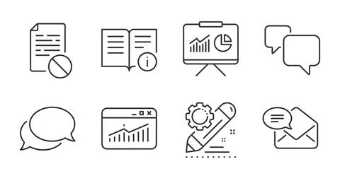 Wrong file, New mail and Presentation icons set. Speech bubble, Technical info Stock Illustration