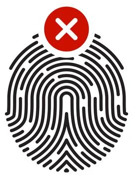 Wrong fingerprint scan. Identity recognition failed icon Stock Illustration