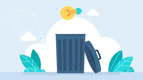 Wrong idea. Replacing a light bulb. Trash can and lamp, container bin for trash Stock Footage 279540772