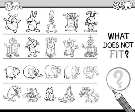 Wrong item activity for coloring Black and White Cartoon Illustration of F... Stock Photos