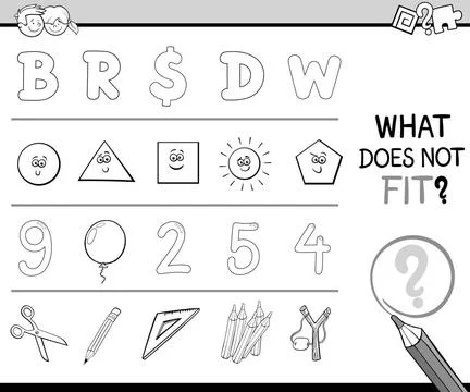 Wrong item activity for coloring Black and White Cartoon Illustration of F... Stock Photos