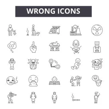 Wrong line icons, signs, vector set, linear concept, outline illustration Ilustración de archivo