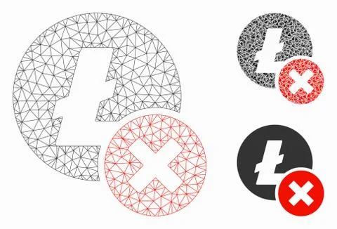 Wrong Litecoin Vector Mesh 2D Model and Triangle Mosaic Icon Stock Illustration