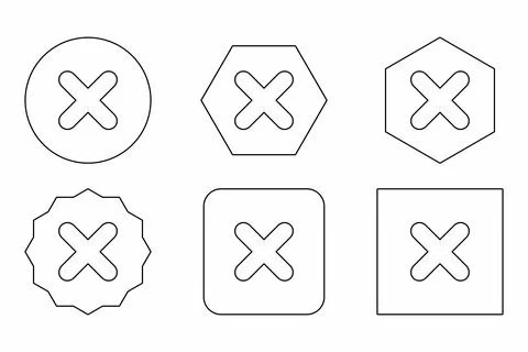 Wrong marks Icon Set, Cross marks, Rejected, Disapproved, No, False, Not Ok,  Stock Illustration