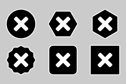 Wrong marks Icon Set, Cross marks, Rejected, Disapproved, No, False, Not Ok,  Stock Illustration