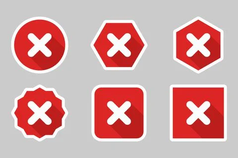 Wrong marks Icon Set, Cross marks, Rejected, Disapproved, No, False, Not Ok,  Stock Illustration