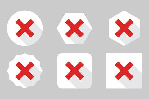 Wrong marks Icon Set, Cross marks, Rejected, Disapproved, No, False, Not Ok,  Stock Illustration