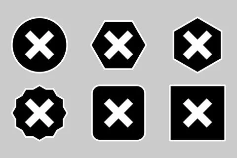 Wrong marks Icon Set, Cross marks, Rejected, Disapproved, No, False, Not Ok,  Stock Illustration