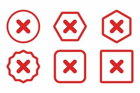 Wrong marks Icon Set, Cross marks, Rejected, Disapproved, No, False, Not Ok,  Stock Illustration