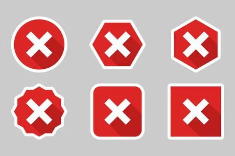 Wrong marks Icon Set, Cross marks, Rejected, Disapproved, No, False, Not Ok,  Stock Illustration