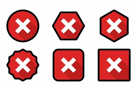 Wrong marks Icon Set, Cross marks, Rejected, Disapproved, No, False, Not Ok,  Illustrazione stock