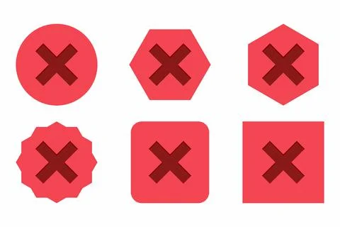 Wrong marks Icon Set, Cross marks, Rejected, Disapproved, No, False, Not Ok,  Stock Illustration