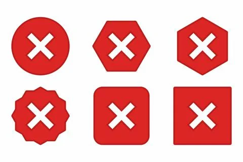 Wrong marks Icon Set, Cross marks, Rejected, Disapproved, No, False, Not Ok,  Stock Illustration