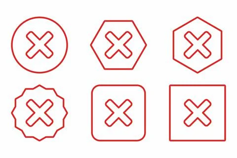 Wrong marks Icon Set, Cross marks, Rejected, Disapproved, No, False, Not Ok,  Stock Illustration