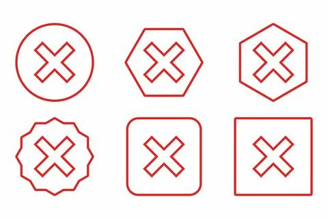 Wrong marks Icon Set, Cross marks, Rejected, Disapproved, No, False, Not Ok,  Stock Illustration