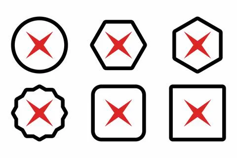Wrong marks Icon Set, Cross marks, Rejected, Disapproved, No, False, Not Ok,  Stock Illustration