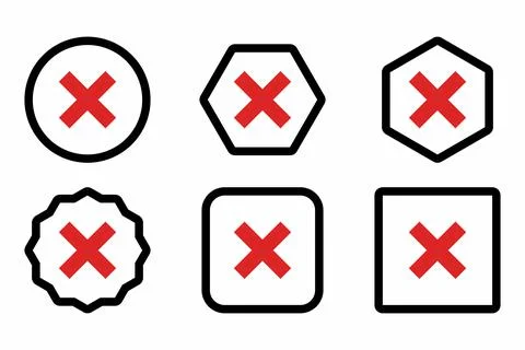 Wrong marks Icon Set, Cross marks, Rejected, Disapproved, No, False, Not Ok,  Stock Illustration