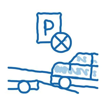 Wrong Parking Car doodle icon hand drawn illustration Stock Illustration