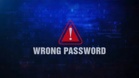 Wrong Password Alert Warning Error Message Blinking on Screen . Stock Footage 98542321