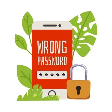 Wrong password and access denied banner flat vector illustration isolated. Stock Illustration