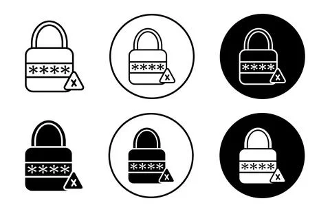 Wrong password code outline line icon set sign for web app Illustrazione stock