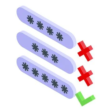 Wrong password icon, isometric style Stock Illustration