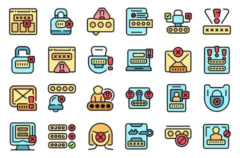 Wrong password icons set vector flat Illustrazione stock