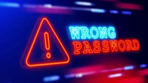 Wrong Password Warning Alert Screen loop Blinking glitch Animation. Stock Footage 247251437