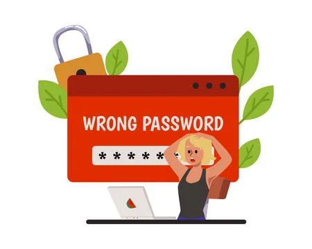 Wrong password warning message banner design flat vector illustration isolated. Stockillustratie