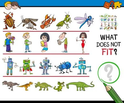 Wrong picture in row cartoon game Stock Illustration