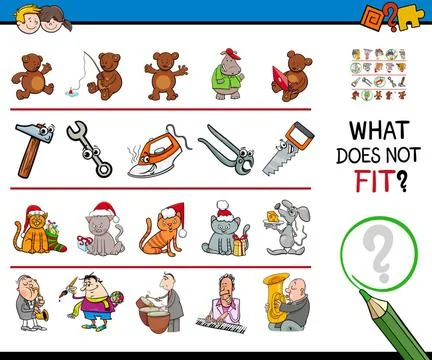 Wrong picture in a row cartoon game Cartoon Illustration of Finding Pictur... Stock Photos