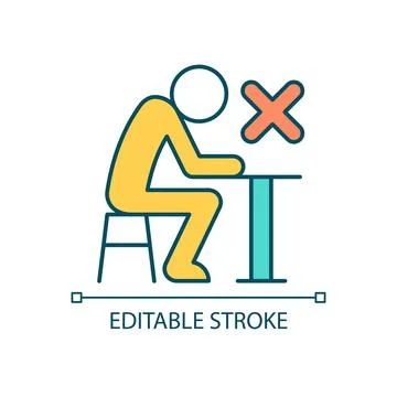 Wrong posture RGB color icon Stock Illustration