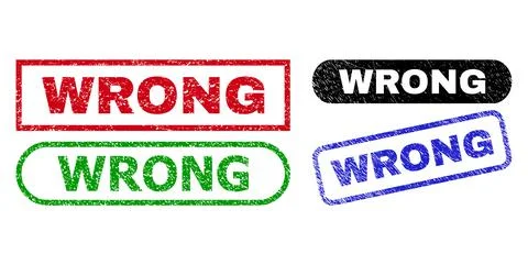 WRONG Rectangle Stamp Seals Using Grunged Style Stock Illustration