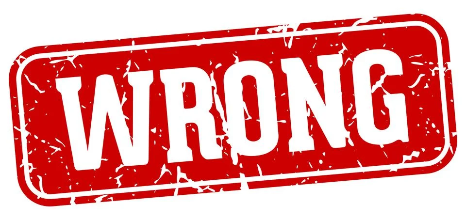 Wrong rectangular sign. wrong stamp Illustrazione stock