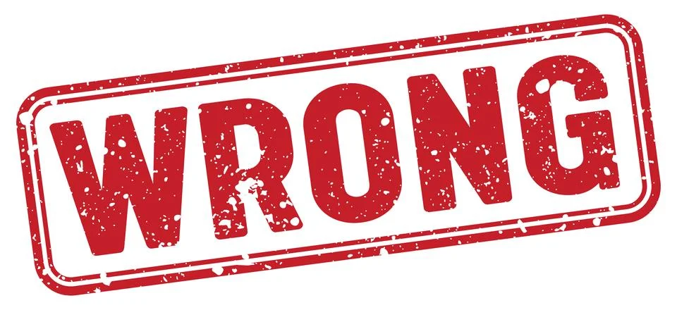 Wrong red grunge stamp with no background. wrong stamp Stock Illustration