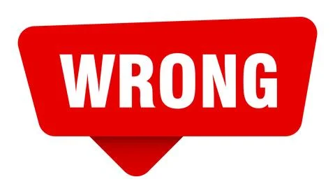Wrong red sticker isolated on transpatent background. wrong sign Illustrazione stock