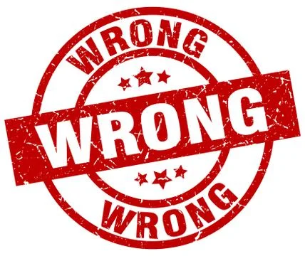 Wrong round red grunge stamp Stock Illustration