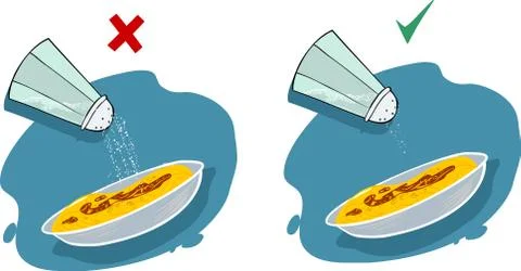 Wrong salt use vector illustration Illustrazione stock